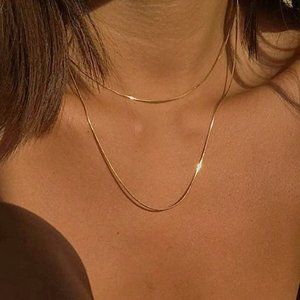 NEW 18K Gold Plated 18'' Snake Chain Necklace